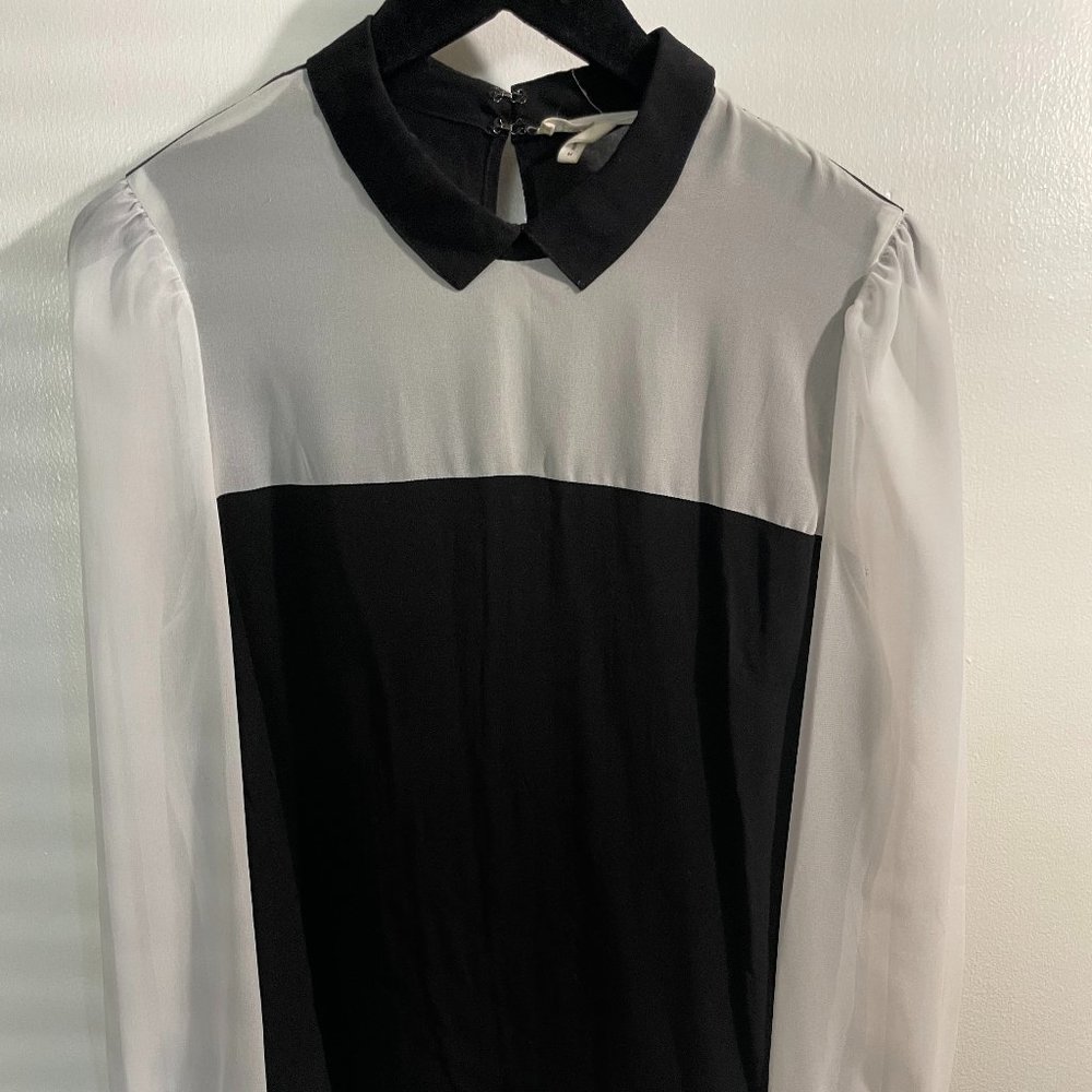 BCBGeneration Black and White Collared Blouse